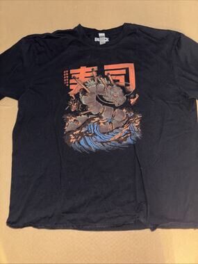 Sushi Dragon Black T-shirt 2XL Anime 26x29